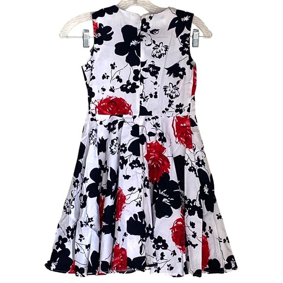Kate Kasin Girls Floral Sleeveless Dress Black & Red White - Picture 2 of 7